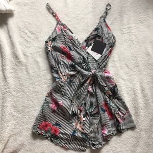 Tropical romper with skort wrap